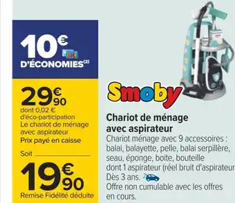 Smoby chariot de ménage avec aspirateur