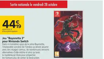 Carrefour Nintendo jeu "bayonetta 3" pour nintendo switch offre