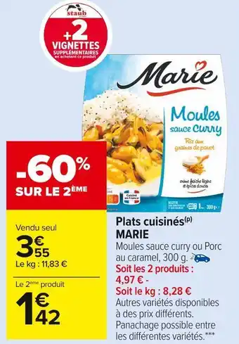 Carrefour Market Marie plats cuisinés offre