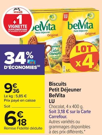 Carrefour Market Lu biscuits petit déjeuner belvita offre
