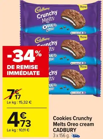 Carrefour Market Cadbury cookies crunchy melts oreo cream offre