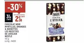 Spar Chocolat noir myrtilles, amandes & noisettes les recettes de l'atelier nestlé offre