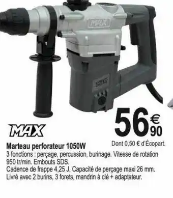 Tridôme Marteau perforateur 1050w max offre