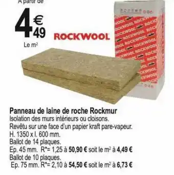 Tridôme Panneau de laine de roche rockmur rockwool offre