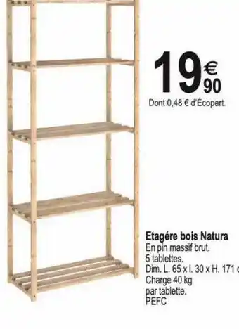 Tridôme Étagère bois natura offre