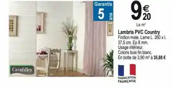 Lambris pvc country grosfillex
