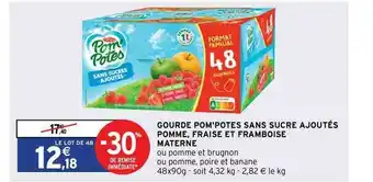 Intermarché Express Gourde Pom'potes Sans Sucre Ajoutés Pomme, Fraise Et Framboise Materne offre