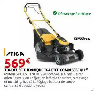 Rural Master Tondeuse Thermique Tractée Combi 53seqh Stiga offre