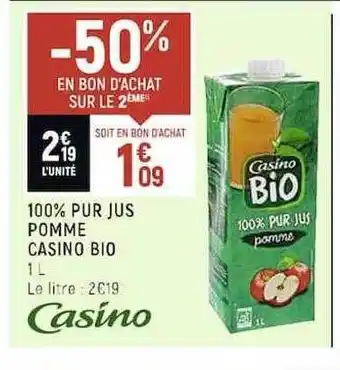 Casino Shop 100% pur jus pomme casino bio offre