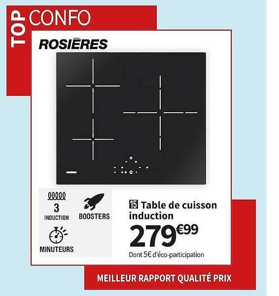 Promo Table de cuisson induction rosières chez Conforama