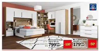Conforama Pont de lit modjo 140 ou 160 cm, lit adulte modjo 140x190 cm offre