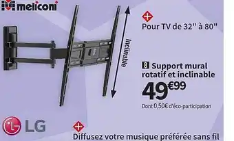 Conforama Support mural rotatif et inclinable lg offre
