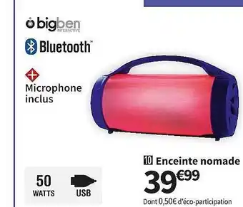 Conforama Enceinte nomade bigben offre