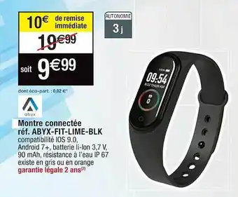 Montre connectée abyx-fit-lime-blk