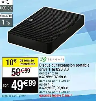 Disque dur expansion portable drive 1 to usb 3.0 seagate
