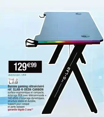 Cora x Carrefour Bureau gaming rétroéclairé the g lab offre