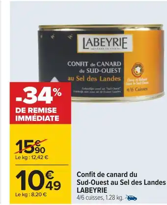 Carrefour Labeyrie confit de canard du sud-ouest au sel des landes offre
