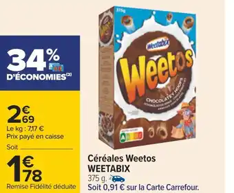 Carrefour Weetabix céréales weetos offre