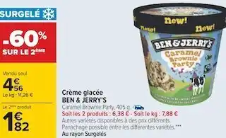 Carrefour Ben & jerry's crème glacée offre