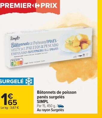 Carrefour Simpl bâtonnets de poisson panés surgelés offre