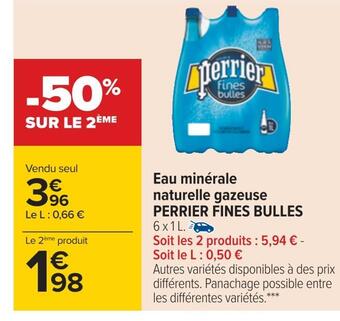 Carrefour Perrier fines bulles eau minérale naturelle gazeuse offre
