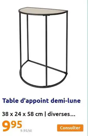 Action Table d'appoint demi-lune offre
