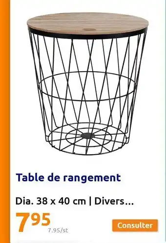Action Table de rangement offre