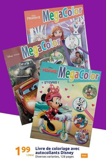 Action Livre de coloriage avec autocollants disney offre