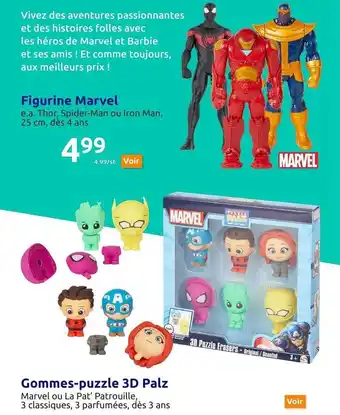Action Figurine marvel, gommes-puzzle 3d palz offre