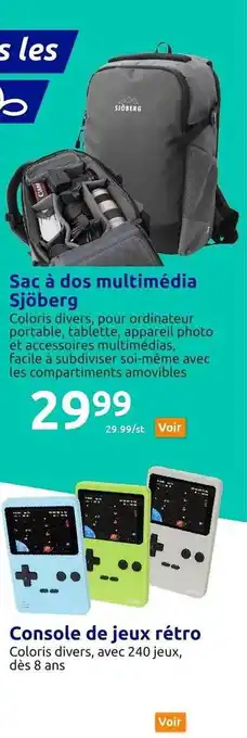 Action Sac à dos multimédia sjöberg, console de jeux rétro offre