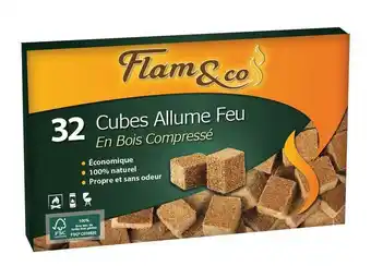 Allume-feu en bois compressés flam & co, 32 cubes