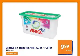 Action Lessive en capsules ariel all-in-1 color offre
