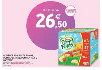 Intermarché Hyper Gourdes Pom'Potes Pomme Pomme/Banane, Pomme/Fraise Materne offre