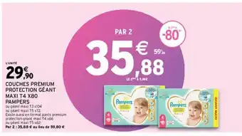 Intermarché Hyper Couches Premium Protection Géant Maxi T40 X80 Pampers offre