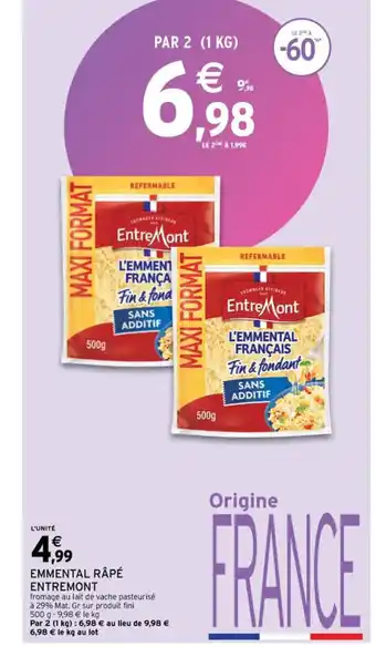 Intermarché Emmental Râpé Entremont offre