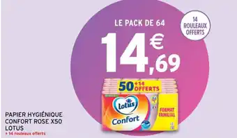 Intermarché Papier Hygiénique Confort Rose X50 Lotus offre