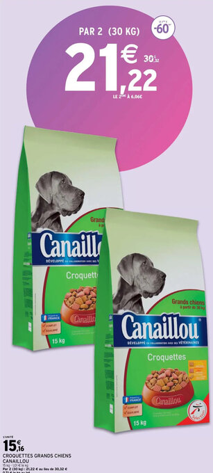 Intermarché Croquettes Grands Chiens Canaillou offre