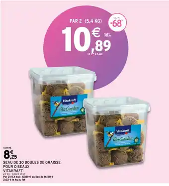 Intermarché Seau de 30 Boules de Graise Pour Oiseaux Vitakraft offre
