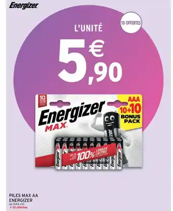 Intermarché Piles Max AA Energizer offre