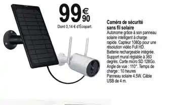 Tridôme Caméra de Sécurité Sans Fil Solaire offre