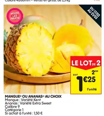 Mangue ou Ananas au Choix