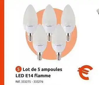 Mr Bricolage Lot de 5 ampoules led e14 flamme offre