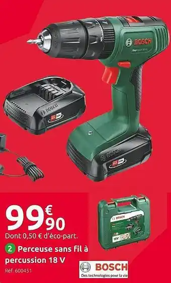 Mr Bricolage Perceuse sans fil à percussion 18v bosch offre