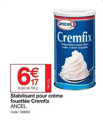 Promocash Stabilisant pour crème fouettée cremmfix ancel offre