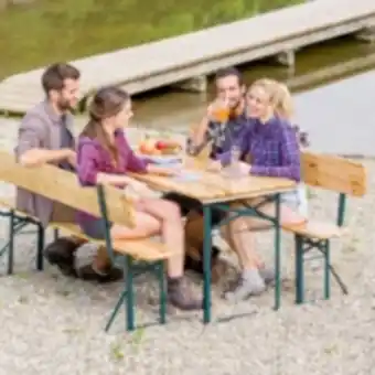 E.Leclerc Brico Tectake table de jardin pliante 176 x 69 x 76 cm avec bancs offre