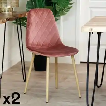Pier Import Chaise en velours vieux rose hawai (lot de 2) offre