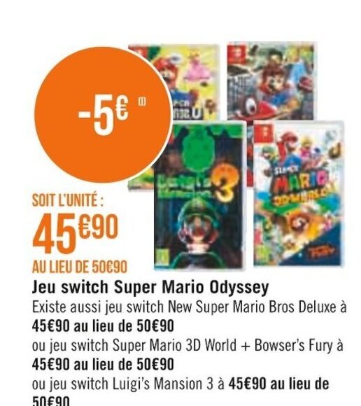 Promo Jeu Switch Super Mario Odyssey chez Casino Hyperfrais