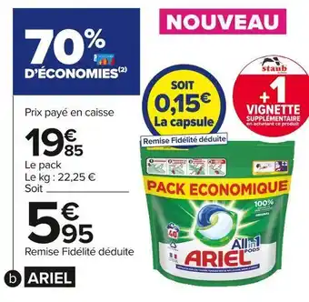 Carrefour Market Ariel capsules de lessive pods offre