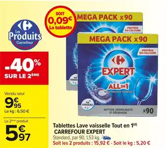Carrefour Market Carrefour expert tablettes lave vaisselle tout en 1 offre