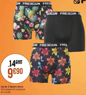 Géant Casino Freegun lot de 3 boxers micro offre